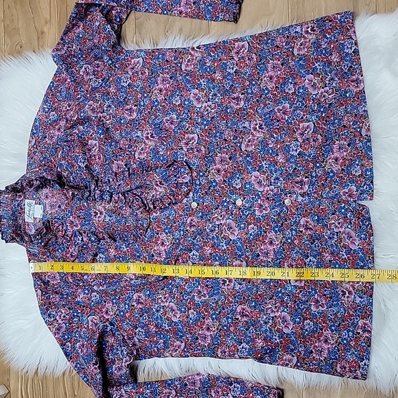 VTG | Multicolored Floral Print Blouse W/ Floppy Bow Tie - Picture 13 of 14
